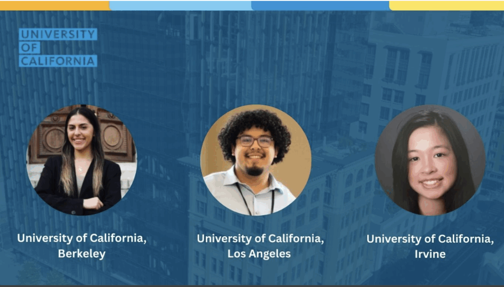 Stephanie, UCB, Daniel, UCLA, and Camille, UCI